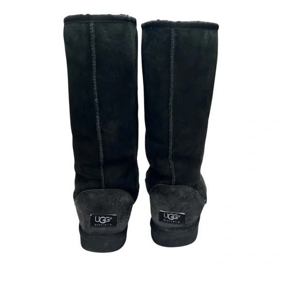 UGG Tall Classic Suede Shearling Boots Women’s Size 8 | Black High Winter Snow - Picture 6 of 13